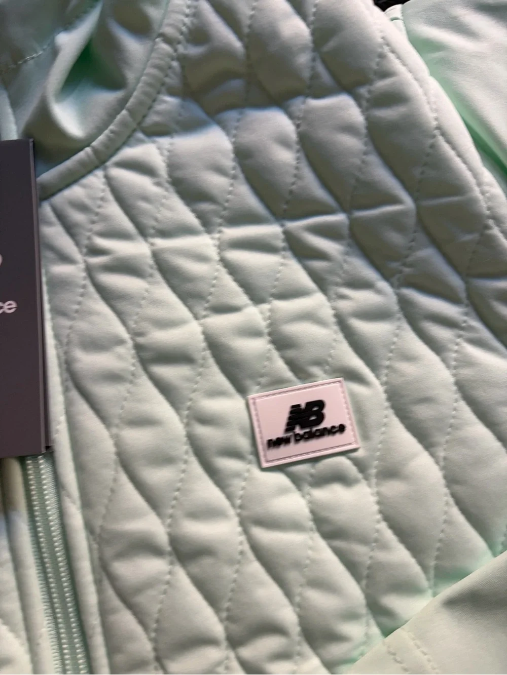 New Balance Women's Mint Green Quilted Hooded Bomber Jacket
